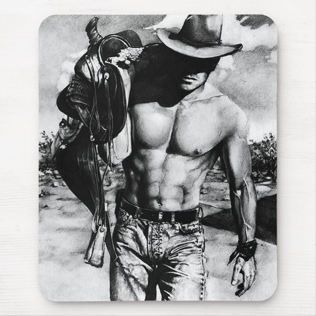 Alpha Male Masculine Fine Art Cowboy Cool  Mouse Mat (Front)