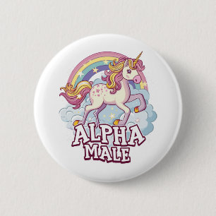Alpha Male Unicorn 6 Cm Round Badge