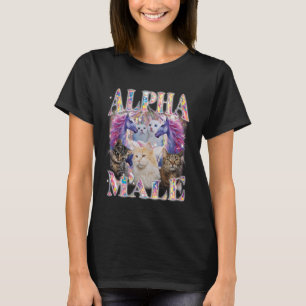 Alpha Male Unicorn Cat Ironic Vintage Bootleg Men  T-Shirt