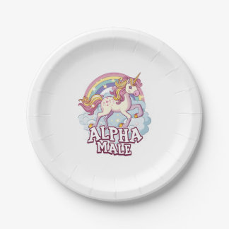 Alpha Male Unicorn Paper Plate