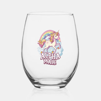Alpha Male Unicorn Stemless Wine Glass