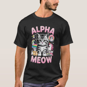 Alpha Meow Male Cute Cat Kittens Unicorn Rainbow M T-Shirt