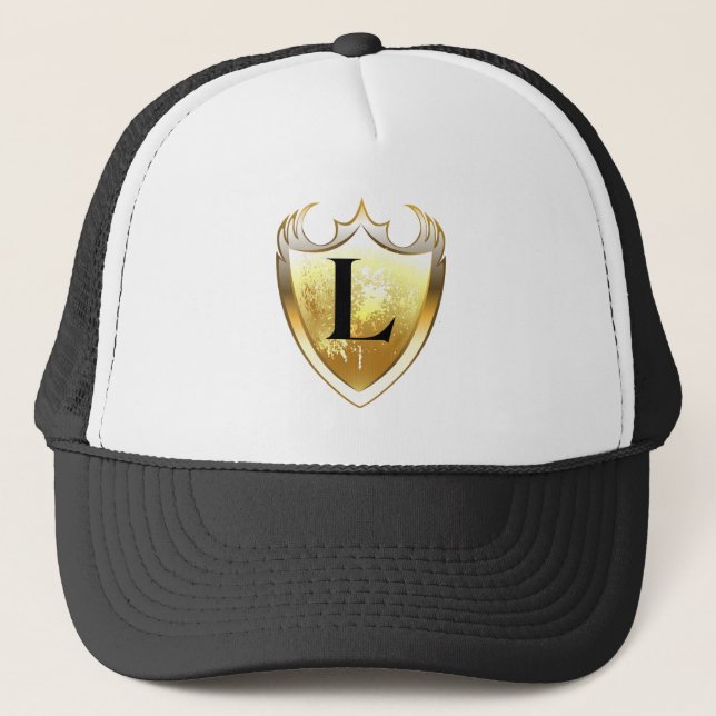 Alpha Monogram L Artistic Letter Everyday Style Trucker Hat (Front)