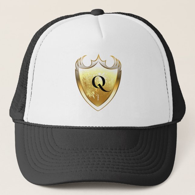 Alpha Monogram Q Artistic Letter Everyday Style Trucker Hat (Front)