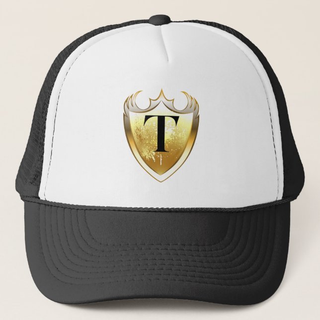 Alpha Monogram T Artistic Letter Everyday Style Trucker Hat (Front)