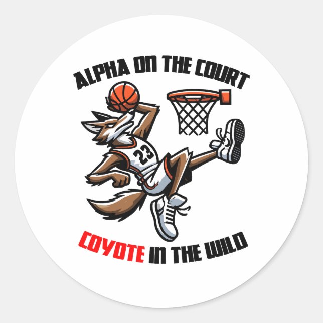 Alpha on the court Coyote in the Wild Classic Round Sticker (Front)
