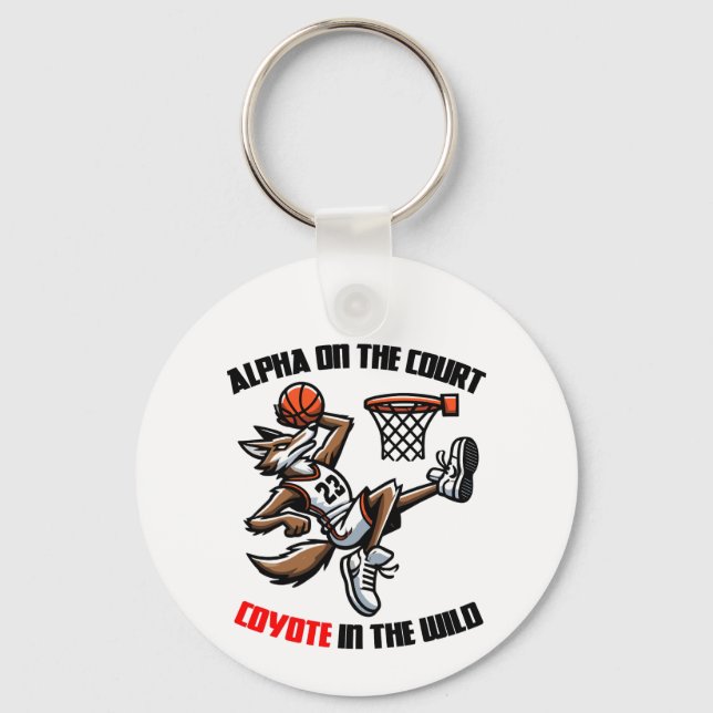 Alpha on the court Coyote in the Wild Key Ring (Front)