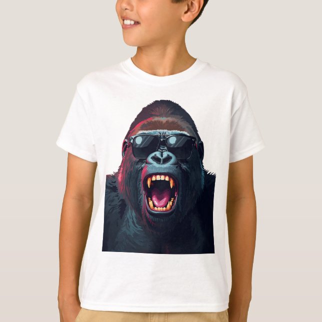 Alpha Rage – Roaring Gorilla with Sunglasses T-Shirt (Front)