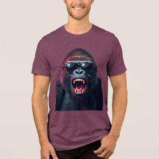 Alpha Rage – Roaring Gorilla with Sunglasses Tri-Blend Shirt