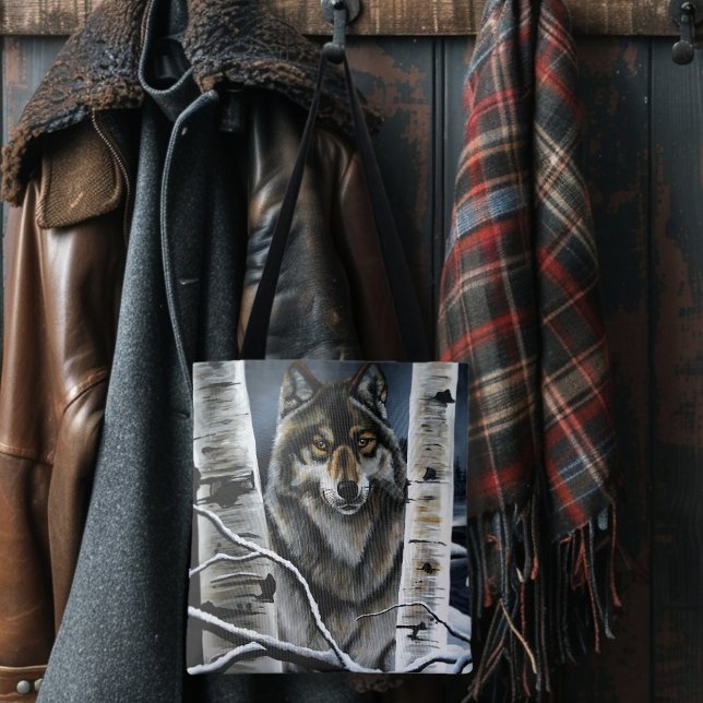 Alpha Timber Wolf Poplar Trees Tote Bag (Creator Uploaded)