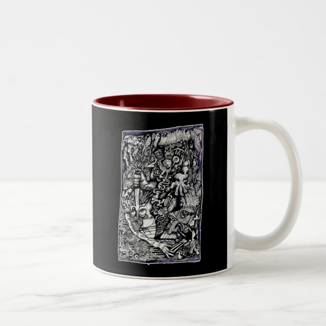 Alpha Warrior, by Brian Benson, Ink drawing Two-Tone Coffee Mug (Right)