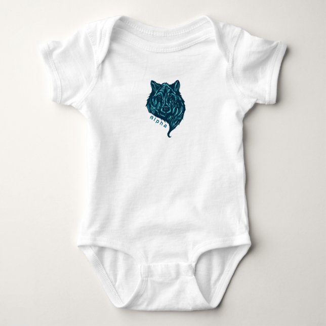 Alpha wolf baby bodysuit (Front)