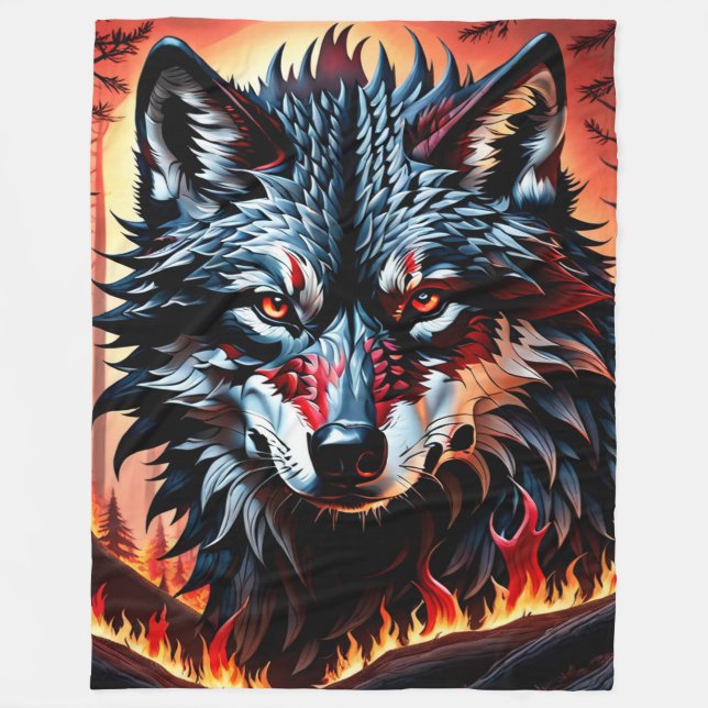 Alpha Wolf Fleece Blanket (Front)