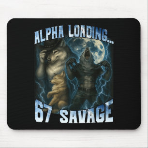 Alpha Wolf Loading 67 Percent Savage Funny Wolves  Mouse Mat