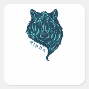 Alpha wolf square sticker