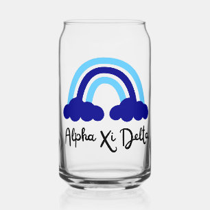 Alpha Xi Delta Sorority Blue Monochrome Rainbow Can Glass