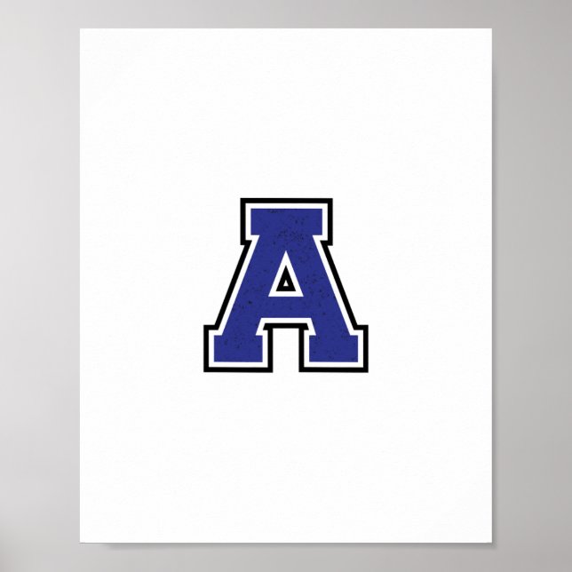 Alphabet A in Blue Colour Poster (Front)