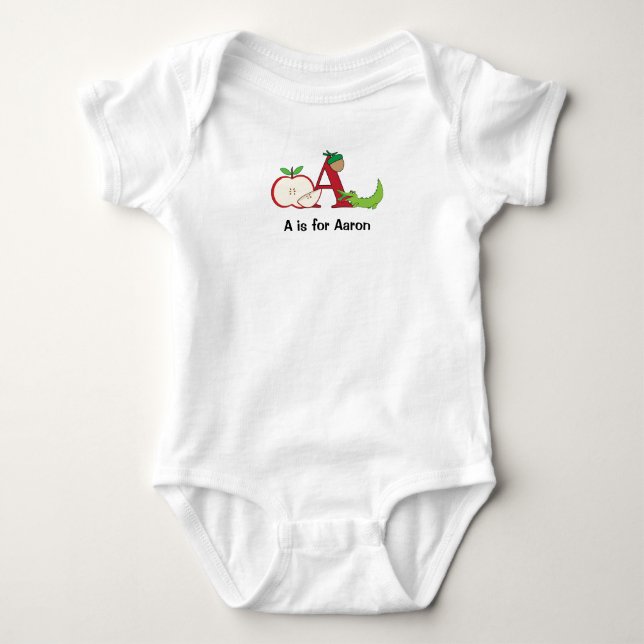 Alphabet A tee for boys - add your name (Front)