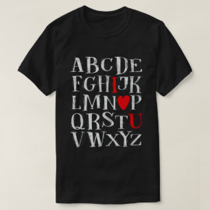 Alphabet ABC Heart Love Valentines Day Teacher T-Shirt