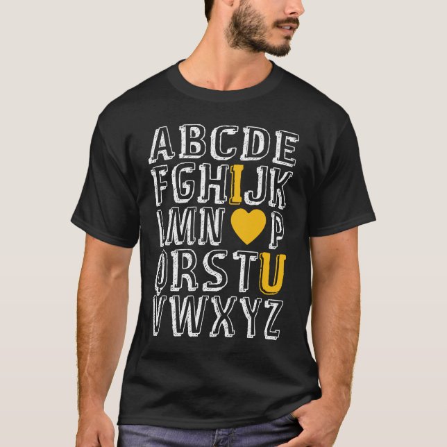 Alphabet ABC I Love U English Teacher Valentines D T-Shirt (Front)