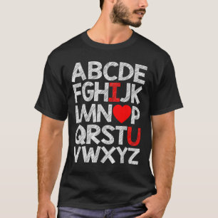 Alphabet Abc I Love U T Shirt Valentines Day Heart