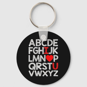 Alphabet Abc I Love U T Shirt Valentines Day Heart Key Ring