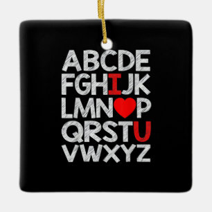 Alphabet ABC I Love You Ceramic Ornament