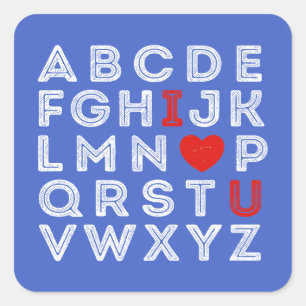 Alphabet ABC I Love You Square Sticker