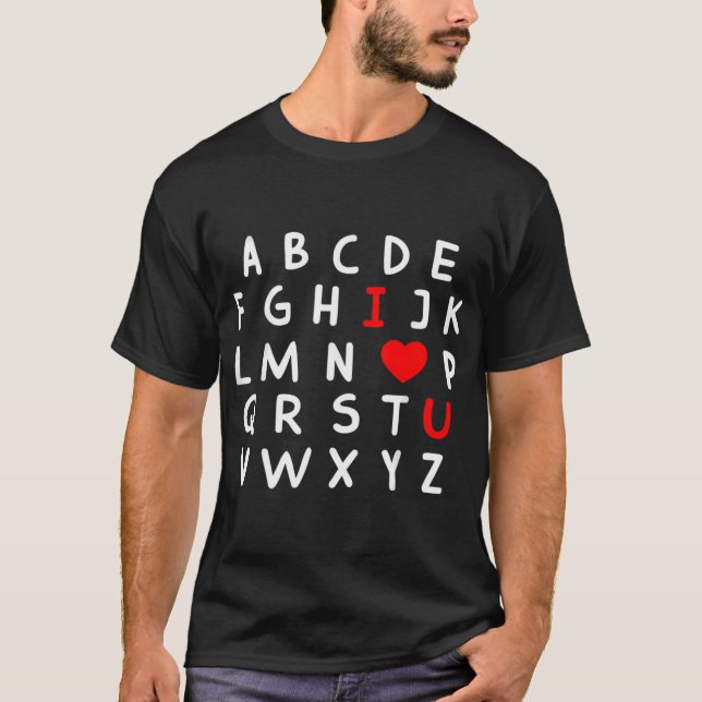 Alphabet Abc I Love You T Shirt Valentines Day Hea (Front)