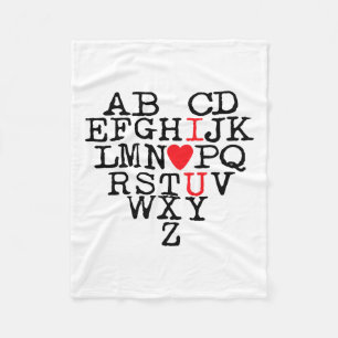 Alphabet Abc I Love You T Shirt Valentines Day Hea Fleece Blanket