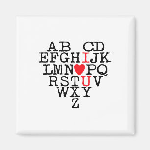 Alphabet Abc I Love You T Shirt Valentines Day Hea Magnet