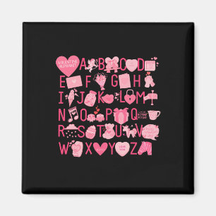 Alphabet Abc I Love You T Shirt Valentines Day Hea Magnet