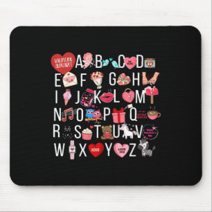 Alphabet Abc I Love You T Shirt Valentines Day Hea Mouse Mat