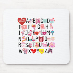 Alphabet Abc I Love You T Shirt Valentines Day Hea Mouse Mat