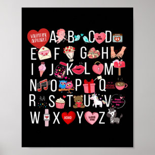 Alphabet Abc I Love You T Shirt Valentines Day Hea Poster