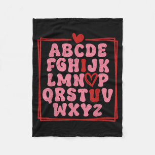 Alphabet Abc I Love You Valentines Day Heart  Fleece Blanket