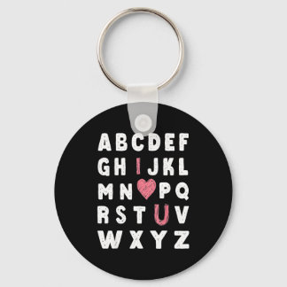 Alphabet Abc I Love You Valentines Day Heart  Key Ring