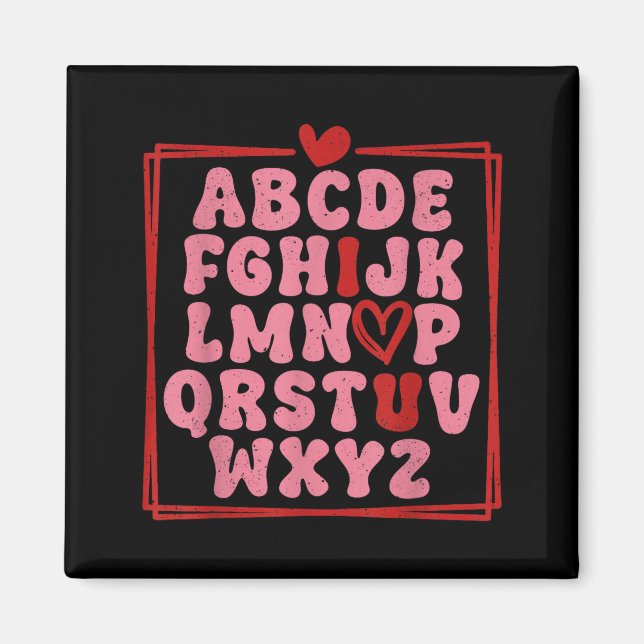 Alphabet Abc I Love You Valentines Day Heart  Magnet (Front)