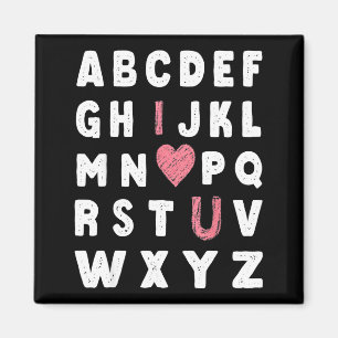 Alphabet Abc I Love You Valentines Day Heart Magnet