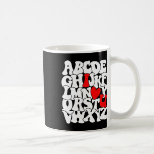 Alphabet Abc I Love You Valentines Day Heart Teach Coffee Mug