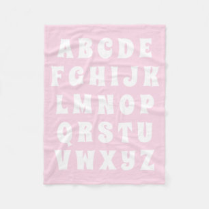 Alphabet Abc pattern pink white kids room decor Fleece Blanket