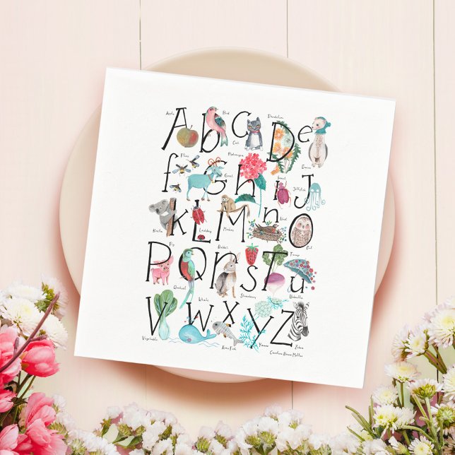 Alphabet ABC storybook kids baby shower Napkin (Alphabet ABC storybook kids baby shower Napkins)
