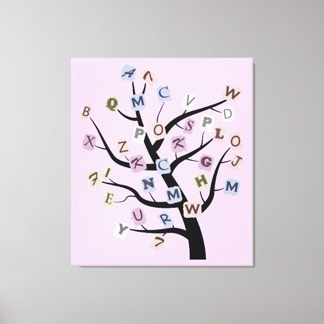 Alphabet ABC tree custom wrapped canvas print, (Front)