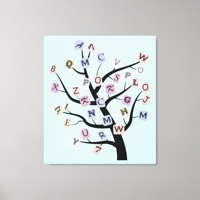 Alphabet ABC tree custom wrapped canvas print, (Front)