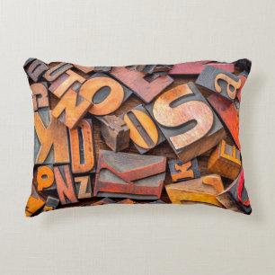 alphabet abstract - background of random letterpre decorative cushion