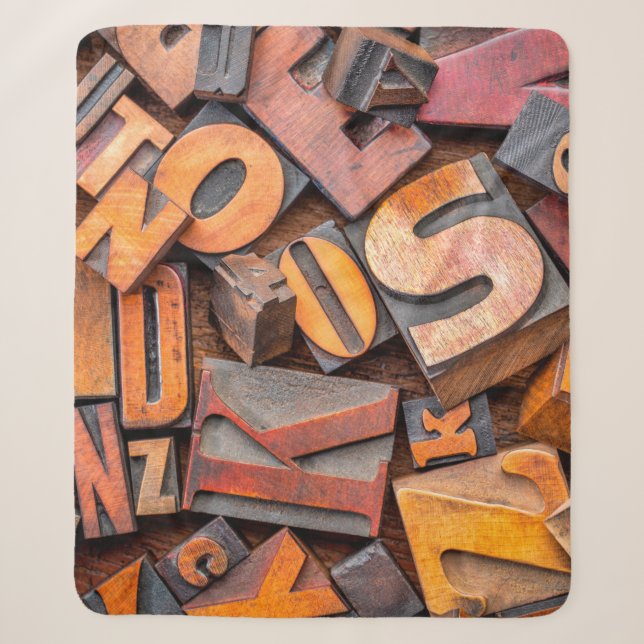 alphabet abstract - background of random letterpre sherpa blanket (Front)