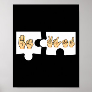 Alphabet American Sing Language Asl Teacher Be Kin Poster