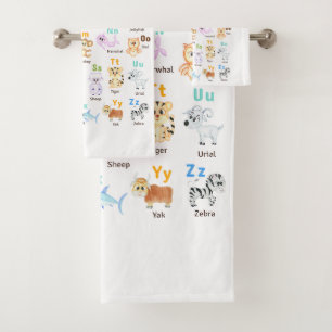 Alphabet Animal ABC Cute animals Bath Towel Set