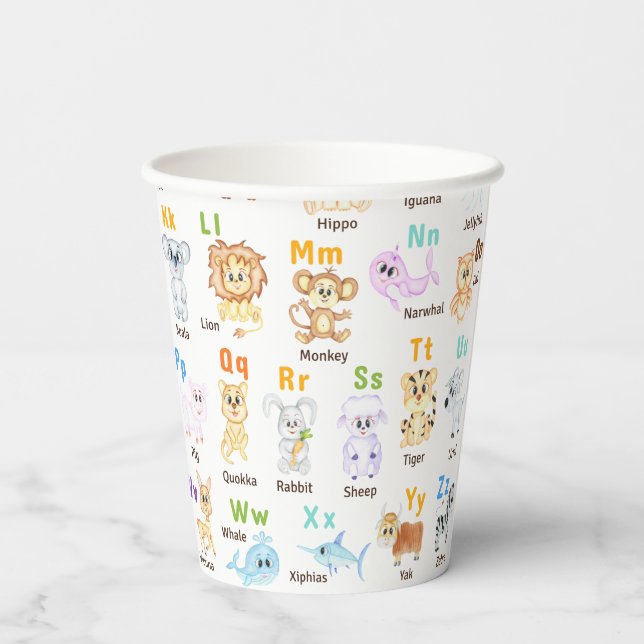 Alphabet Animal ABC Cute animals  Paper Cups (Back)