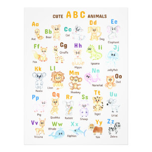 Alphabet Animal ABC Cute animals Photo Print
